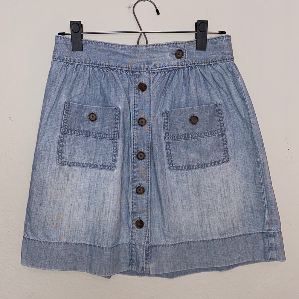J Crew Button Up Denim Skirt